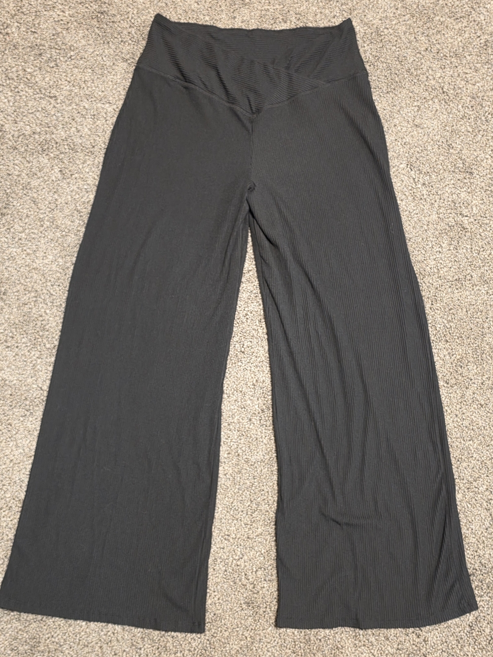 Derek Heart Black Ribbed Wide-Leg Pants